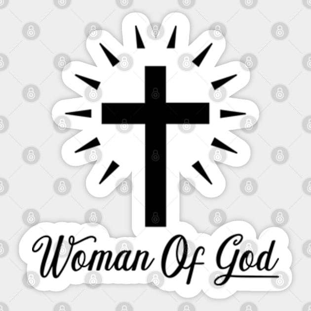 Woman Of God - Roman Catholic Cross - Black - Christian Series 13B Sticker by FOGSJ